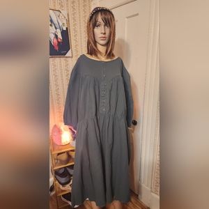 Terra & Sky Womens Plus Dress Sz 4X (28w - 30w) Tie Front Dark Aloe